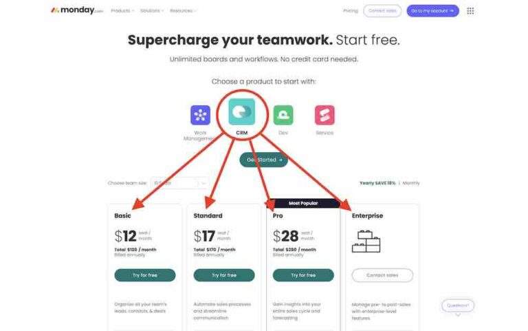 monday crm pricing