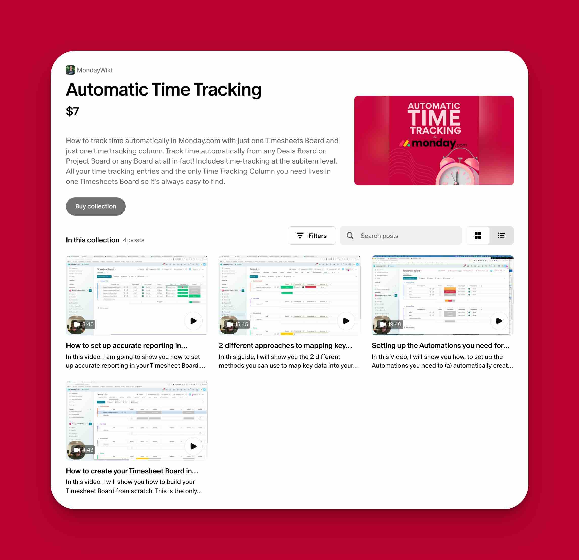 automatic time tracking in monday.com collection on patreon 3 short videos